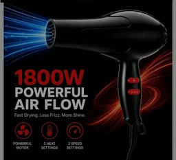 1800W Hair Dryer with Hot & Cold Air, Concentrator Nozzle, Corded Dryer
Hot and Cold Hair Dryer , Concentrator Nozzle