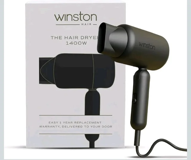 WINSTON Ionic Foldable Hair Dryer - 1400W | Compact, Foldable, and Damage-Free Drying Blow Dryer with Low Noise & Overheat Protection - 1 Year Warranty (Grey)