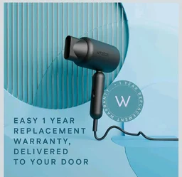 WINSTON Ionic Foldable Hair Dryer - 1400W | Compact, Foldable, and Damage-Free Drying Blow Dryer with Low Noise & Overheat Protection - 1 Year Warranty (Grey)