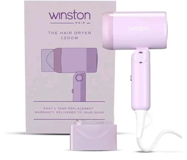 WINSTON Ionic Foldable Hair Dryer - 1200W | Compact, Foldable, and Damage-Free Drying Blow Dryer with Low Noise & Overheat Protection - 1 Year Warranty