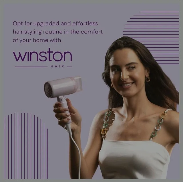 WINSTON Ionic Foldable Hair Dryer - 1200W | Compact, Foldable, and Damage-Free Drying Blow Dryer with Low Noise & Overheat Protection - 1 Year Warranty