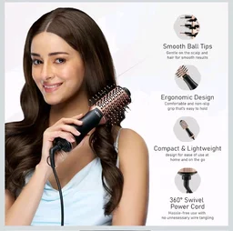 VEGA Litstyle L3 Volumizer Hair Blow Dryer Brush With 3 Heat/2 Speed Settings, 360° Airflow Vent, 3 in 1 Compact Hot Air Brush For Women, Tourmaline Ceramic Coated Barrel, 500 Watts, (VHSD-03)