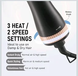 VEGA Litstyle L3 Volumizer Hair Blow Dryer Brush With 3 Heat/2 Speed Settings, 360° Airflow Vent, 3 in 1 Compact Hot Air Brush For Women, Tourmaline Ceramic Coated Barrel, 500 Watts, (VHSD-03)