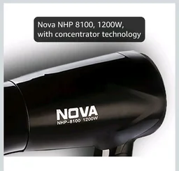 Nova NHP 8100 Silky Shine 1200 W Hot and Cold Foldable Hair Dryer (Black)