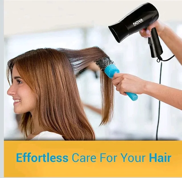 Nova NHP 8100 Silky Shine 1200 W Hot and Cold Foldable Hair Dryer (Black)
