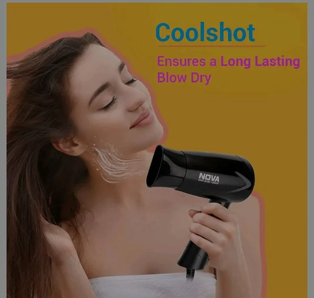 Nova NHP 8100 Silky Shine 1200 W Hot and Cold Foldable Hair Dryer (Black)