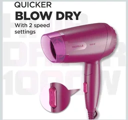 Havells 1000W Foldable Hair Dryer|Blow Dry for Men & Women|2 Temperature Settings|Travel Friendly|360° Radial Inlet| ThermoProtect Feature| HD1845