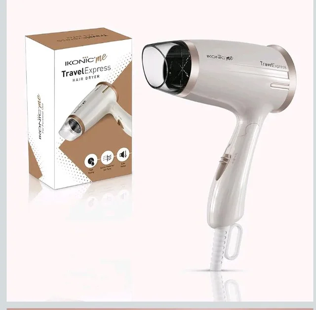 Ikonic Travel Express Foldable Hair Dryer Adustable Two Speed Setting Fast Drying 1400Watt, Compact Design Travel Friendly, All Hair Type, For Men & Women,