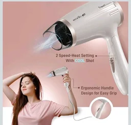 Ikonic Travel Express Foldable Hair Dryer Adustable Two Speed Setting Fast Drying 1400Watt, Compact Design Travel Friendly, All Hair Type, For Men & Women,