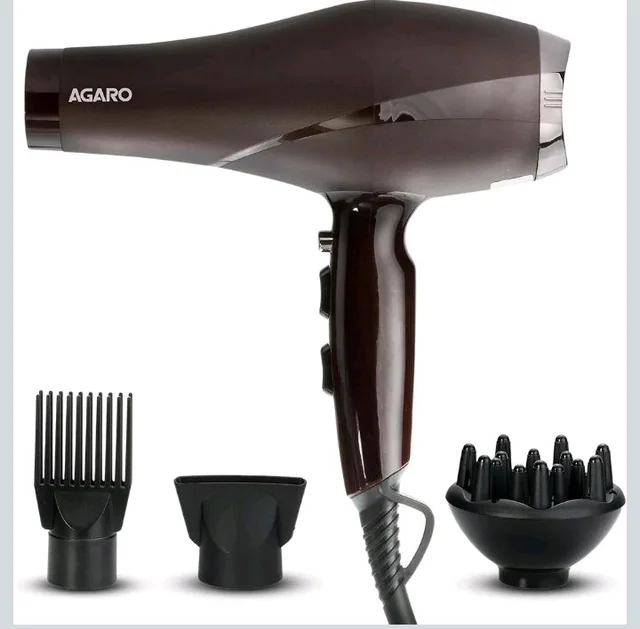 AGARO 2000W AC Professional Hair Dryer with Comb, Concentrator & Diffuser Nozzles, Hot & Cold Air, 16A Plug, 2 Speed & 3 Temperature Settings, Cool Shot, Hair Dryer & Blower for Men & Women HD-1120
