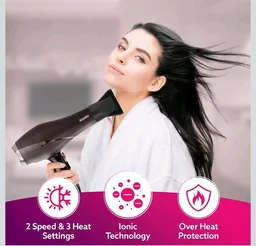 AGARO 2000W AC Professional Hair Dryer with Comb, Concentrator & Diffuser Nozzles, Hot & Cold Air, 16A Plug, 2 Speed & 3 Temperature Settings, Cool Shot, Hair Dryer & Blower for Men & Women HD-1120