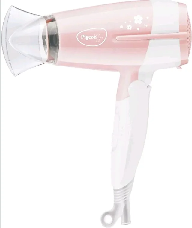 Pigeon Hair Dryer| 1200 Watts| 3 Speed & Temperature With Cool Shot (Hot/Cool/Warm)| Foldable Handle| For Women and Men| 2 Years Warranty, Pink