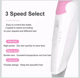 Pigeon Hair Dryer| 1200 Watts| 3 Speed & Temperature With Cool Shot (Hot/Cool/Warm)| Foldable Handle| For Women and Men| 2 Years Warranty, Pink