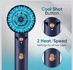 Vega Ionic 1200-1400W Foldable Hair Dryer for Men and Women, Quick & Fast Drying with Ionic Technology & 2 Heat/Speed Settings (Low & High), Cool Shot Button, Detachable Nozzle, Blow Dryer (VHDH-