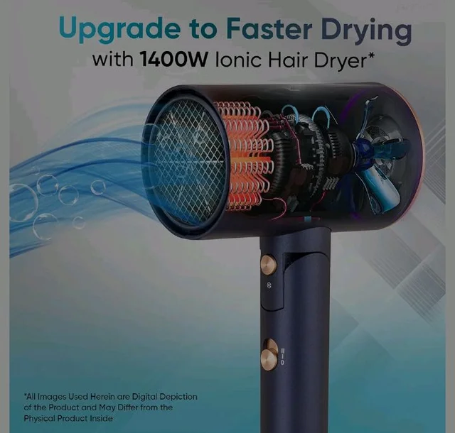 Vega Ionic 1200-1400W Foldable Hair Dryer for Men and Women, Quick & Fast Drying with Ionic Technology & 2 Heat/Speed Settings (Low & High), Cool Shot Button, Detachable Nozzle, Blow Dryer (VHDH-