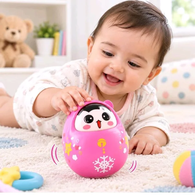 Roly Poly Push and Shake Wobbling Bell Sounds Tumbler Doll Toy for 3 Months & Above, Head Nodding Baby Rattle Birthday Gift for Toddler (Colors May Vary)
300+ bought in past month
