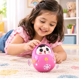 Roly Poly Push and Shake Wobbling Bell Sounds Tumbler Doll Toy for 3 Months & Above, Head Nodding Baby Rattle Birthday Gift for Toddler (Colors May Vary)
300+ bought in past month