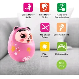 Roly Poly Push and Shake Wobbling Bell Sounds Tumbler Doll Toy for 3 Months & Above, Head Nodding Baby Rattle Birthday Gift for Toddler (Colors May Vary)
300+ bought in past month