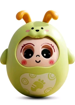 Intellibaby Premium Roly Poly Rabbit Toy for Babies,Push&Shake Tumbler Wobble Doll for Infants,Bell Rattle Sound&Blinking Eyes Rabbit Doll for 8 Months+,Birthday Gift for Toddler,BIS Certified (Green)