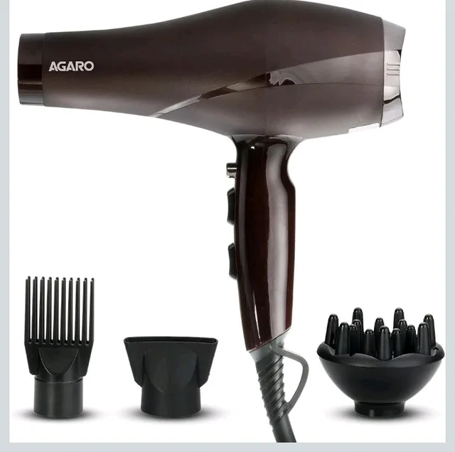 AGARO 2000W AC Professional Hair Dryer with Comb, Concentrator & Diffuser Nozzles, Hot & Cold Air, 16A Plug, 2 Speed & 3 Temperature Settings, Cool Shot, Hair Dryer & Blower for Men &