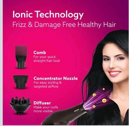 AGARO 2000W AC Professional Hair Dryer with Comb, Concentrator & Diffuser Nozzles, Hot & Cold Air, 16A Plug, 2 Speed & 3 Temperature Settings, Cool Shot, Hair Dryer & Blower for Men &