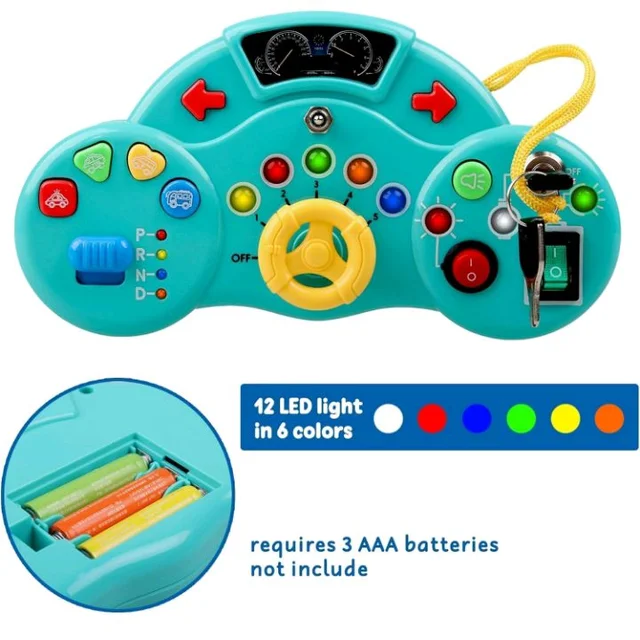 Happy Hues Montessori Busy Board with LED Lights – Interactive Sensory Toy for Toddlers -Fun Learning Activities for Brain Development - Perfect Preschool Educational Gift for Boys & Girls (Style 03)