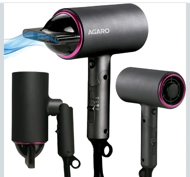 AGARO Premium Hair Dryer with 1400 Watts Motor, 3 Temperature Settings & Cool Shot Button-Black HD-1214