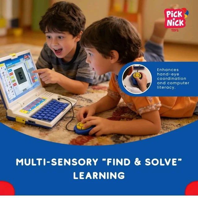 Educational Laptop Toy for Kids 3+ with LCD Screen, QWERTY Keyboard & Mouse | 20 Learning Activities for Alphabet, Words, Numbers, Music & Games | Blue and White
100+ bought in past month