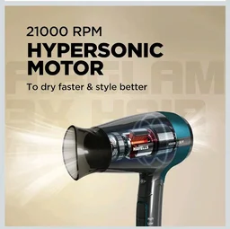 Havells Styling Hair Dryer | Hypersonic Motor | 3 Detachable Attachment| Diffuser, Quill-Style Comb, Aerofocus Nozzle|3 Temperature/2 Speed Settings| Cool Shot| 1200 W |2 years guarantee|HD4161