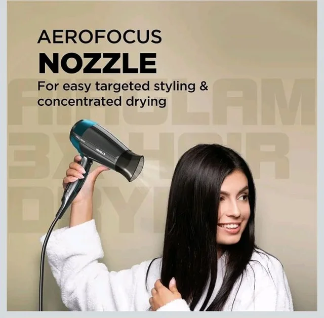 Havells Styling Hair Dryer | Hypersonic Motor | 3 Detachable Attachment| Diffuser, Quill-Style Comb, Aerofocus Nozzle|3 Temperature/2 Speed Settings| Cool Shot| 1200 W |2 years guarantee|HD4161