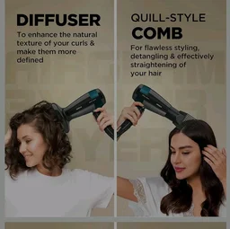 Havells Styling Hair Dryer | Hypersonic Motor | 3 Detachable Attachment| Diffuser, Quill-Style Comb, Aerofocus Nozzle|3 Temperature/2 Speed Settings| Cool Shot| 1200 W |2 years guarantee|HD4161