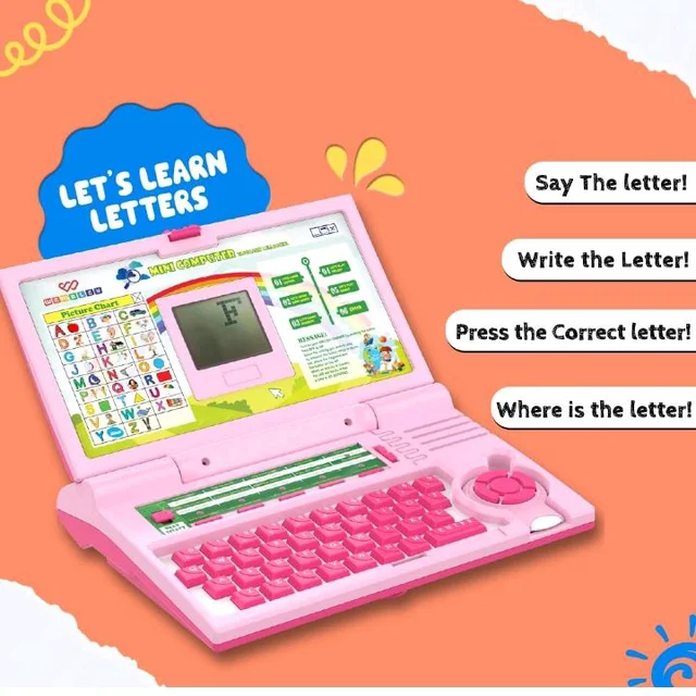 Wembley Educational Laptop for Kids Toys for 2-5 Years Learning Activity Computer Educational Toy for 3 Years Old Boy Learn Alphabet,Letter,Words,Games,Mathematics,Music,Logic Memory Tool,Multicolour