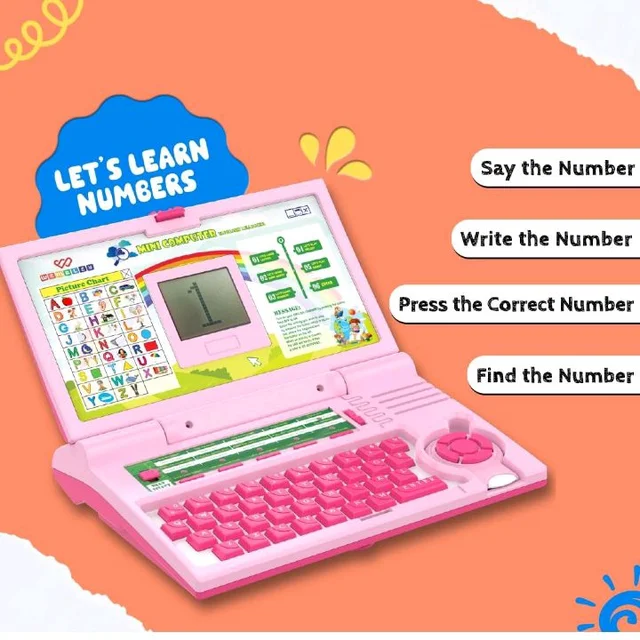 Wembley Educational Laptop for Kids Toys for 2-5 Years Learning Activity Computer Educational Toy for 3 Years Old Boy Learn Alphabet,Letter,Words,Games,Mathematics,Music,Logic Memory Tool,Multicolour