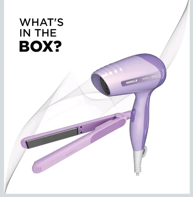 Havells Styling Combo of Hair Dryer & Straightener|1200W Dryer|Floating Plate Straightener|Blow Dry for Men & Women| HC4065