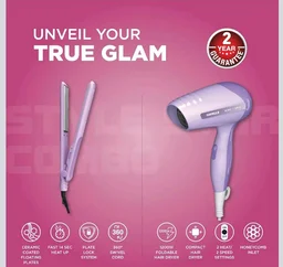 Havells Styling Combo of Hair Dryer & Straightener|1200W Dryer|Floating Plate Straightener|Blow Dry for Men & Women| HC4065