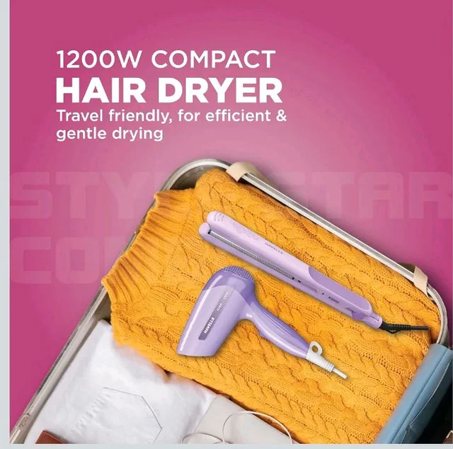 Havells Styling Combo of Hair Dryer & Straightener|1200W Dryer|Floating Plate Straightener|Blow Dry for Men & Women| HC4065