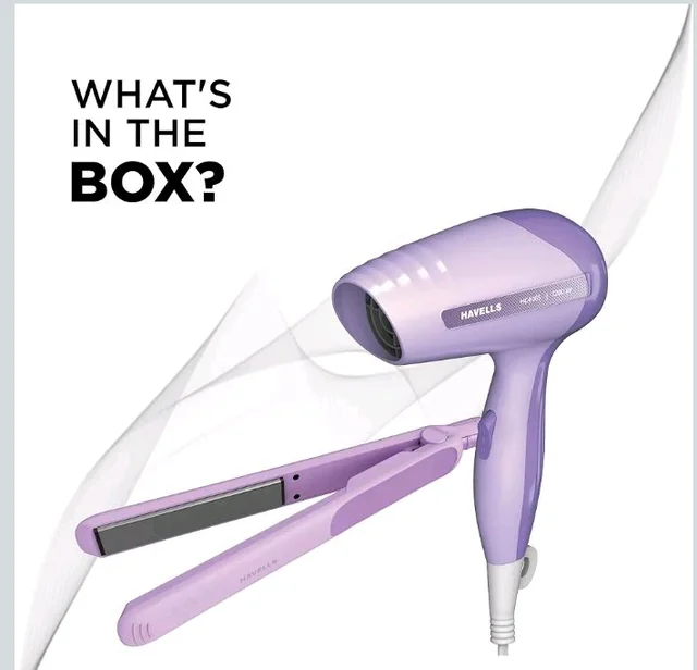Havells Styling Combo of Hair Dryer & Straightener|1200W Dryer|Floating Plate Straightener|Blow Dry for Men & Women| HC4065
