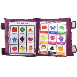 Children's Educational Learning Soft Velvet Cushion Book with English Alphabets_Numbers_Spellings for Playing Kids_Purple
