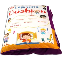 Children's Educational Learning Soft Velvet Cushion Book with English Alphabets_Numbers_Spellings for Playing Kids_Purple