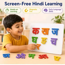 Solo MagPlay Hindi Letters Kit (Varnmala Kit) — 60 Magnetic Foam Letters + A4 Metal Play Board | Age 3+ | Includes Vowels, Consonants & Matras for Word Building