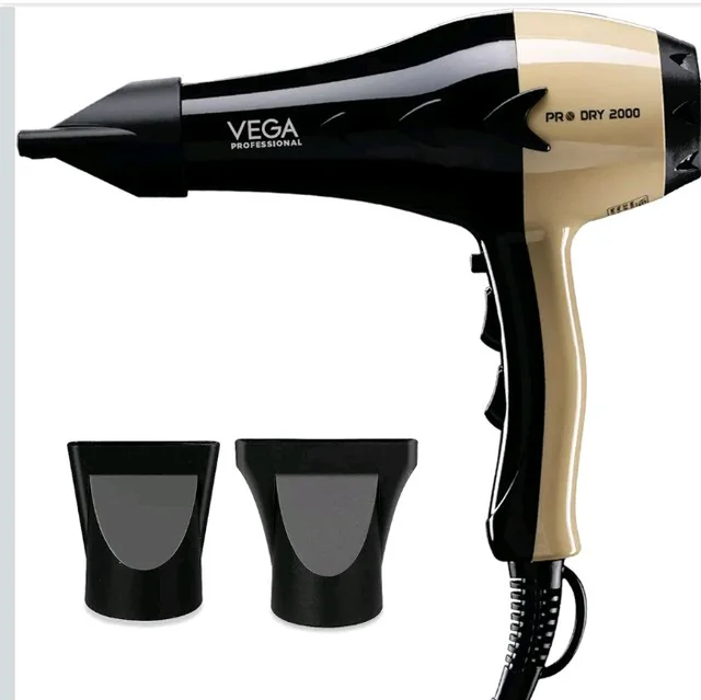VEGA PROFESSIONAL Pro Dry 2000W Hair Dryer for Women & Men | Professional Blow Dryer with Cool Shot Button & Combination of 4 Heat & 2 Speed Settings, 16 Amp Plug | Salon Use & Home Use (VPVHD-0