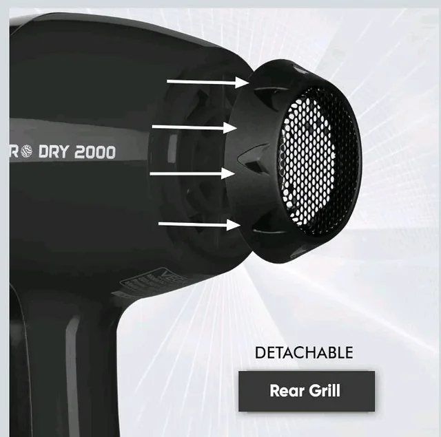 VEGA PROFESSIONAL Pro Dry 2000W Hair Dryer for Women & Men | Professional Blow Dryer with Diffuser, Nozzle, Cool Shot Button & 4 Heat & 2 Speed Settings, 16 Amp Plug, Salon Use & Home Use (VPVH