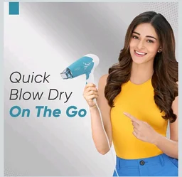Vega Insta Glam Foldable 1000 Watts Hair Dryer for Men and Women with 2 Heat & Speed Settings, Detachable Nozzle, Automatic Overheat Cut-out, VHDH-29, (Made in India)
