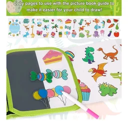 AMENDAS Erasable Doodle Book Set for Kids, Reusable Magic Drawing Book with Watercolor Pens, Road Trip Car Game Writing and Painting Set for Boys and Girls
