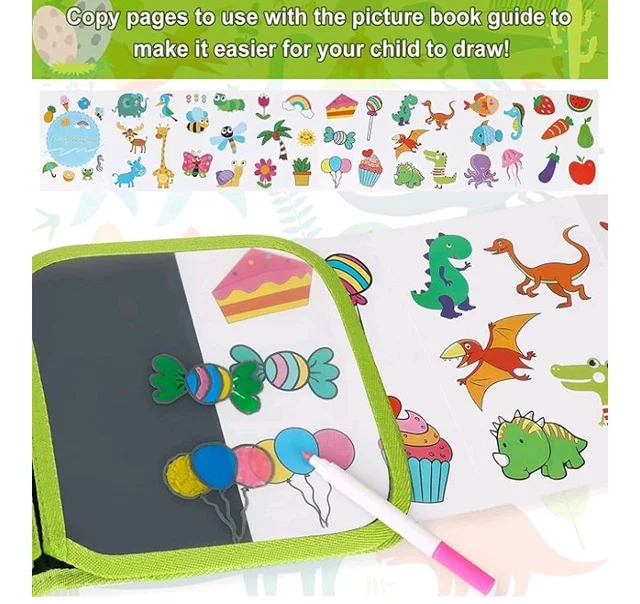 AMENDAS Erasable Doodle Book Set for Kids, Reusable Magic Drawing Book with Watercolor Pens, Road Trip Car Game Writing and Painting Set for Boys and Girls