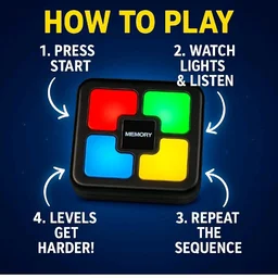 Novo Baby Electronic Memory Game with Lights & Sounds | Puzzle Game for Kids 7?10 Years | Mind & Brain Games for Kids | Kids Toys for 2?5 Years Boy & Girl | (Multi)
300+ bought in past month