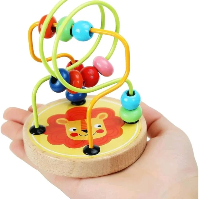 Raindrops Wooden Bead Maze Montessori Birds and Animal Design Toy for Toddlers|Wooden Beads Maze Game|Colour Beads Rolling Game| Beads Move Circle Game |Wooden Cartoons Bead Maze Toy (Random Design)