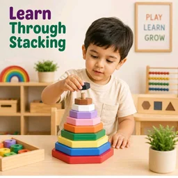 Tantrums Hexagone Stacking Rings Graded Tower Toy for Kids - Sensory Toys for 6 to 12 Months | Wooden Building Block Tower Toy | Stacker Montessori Learning for Babies | Educational Motor Skills
100+ bought in past month