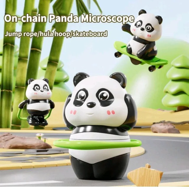 Cute Panda Action Toy Set for Kids – Wind Up Moving & Rotating Panda Toys with Skating, Spinning & Jumping Action | Interactive Play Figures | Educational Toy Gift for Boys & Girls (3PCS)