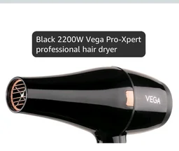 Vega Pro-Xpert 2200W Professional Hair Dryer for Women with 2 Speed/3 Heat Settings, Cool Shot Button, Diffuser & 2 Detachable Nozzles, Travel Friendly, (VHDP-03), 2000 Watts, Black